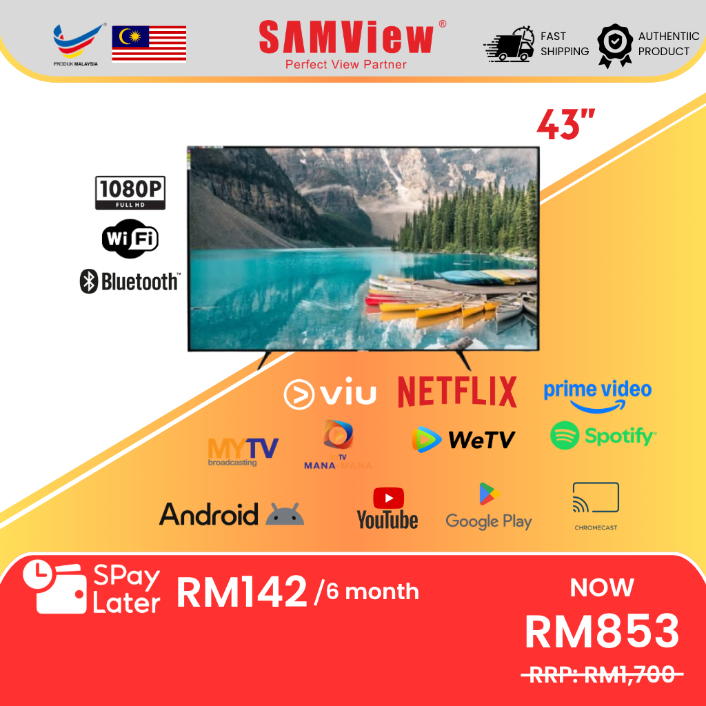 SAMView FHD DLED Android TV with Netflix (43")