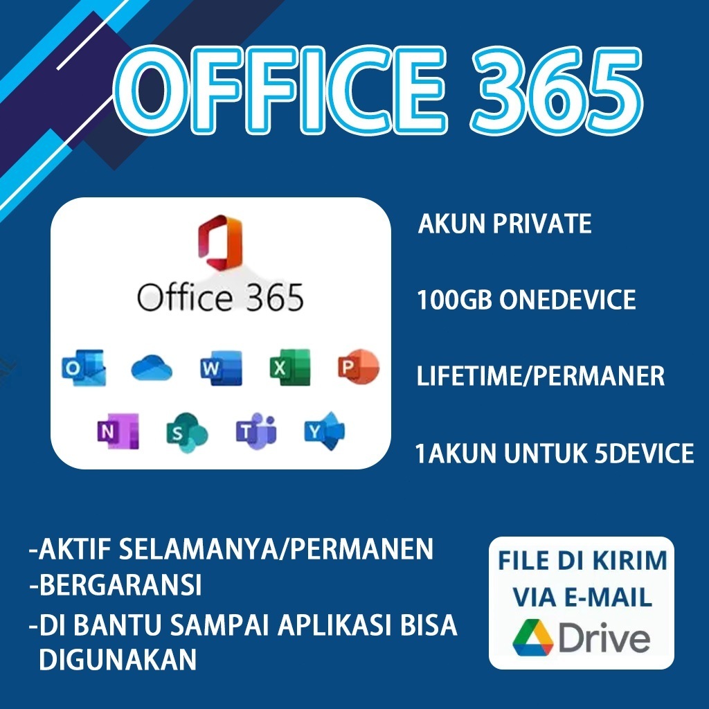 【LIFETIME】 OFFICE 365 supports Windows/ Mac/  IOS / android Supports up to 5 Attached 100g cloud