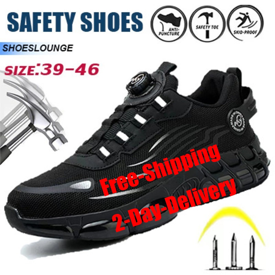 Safety Shoes Steel Toe Anti smashing Anti Piercing Lightweight Breathable Safety Boots Indestructible Sneakers in black