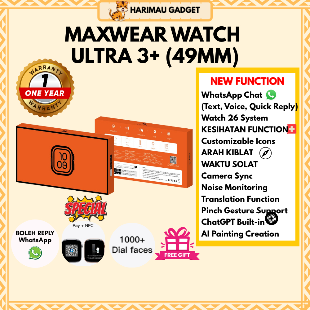 Maxwear Ultra 3 Smartwatch AI GPS Sport ChatGPT Bluetooth Call Waterproof IP68 Fitness Tracker