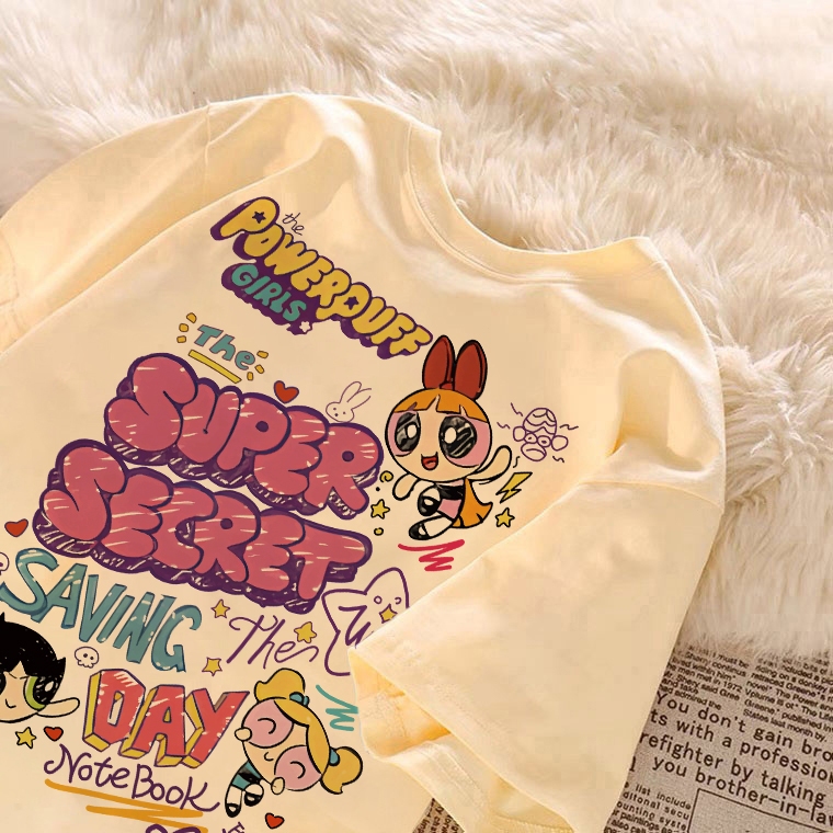 kumikumi Oversized T-shirt Woman Baju Summer Casual Loose Short Sleeved CUTE GIRLS Printed