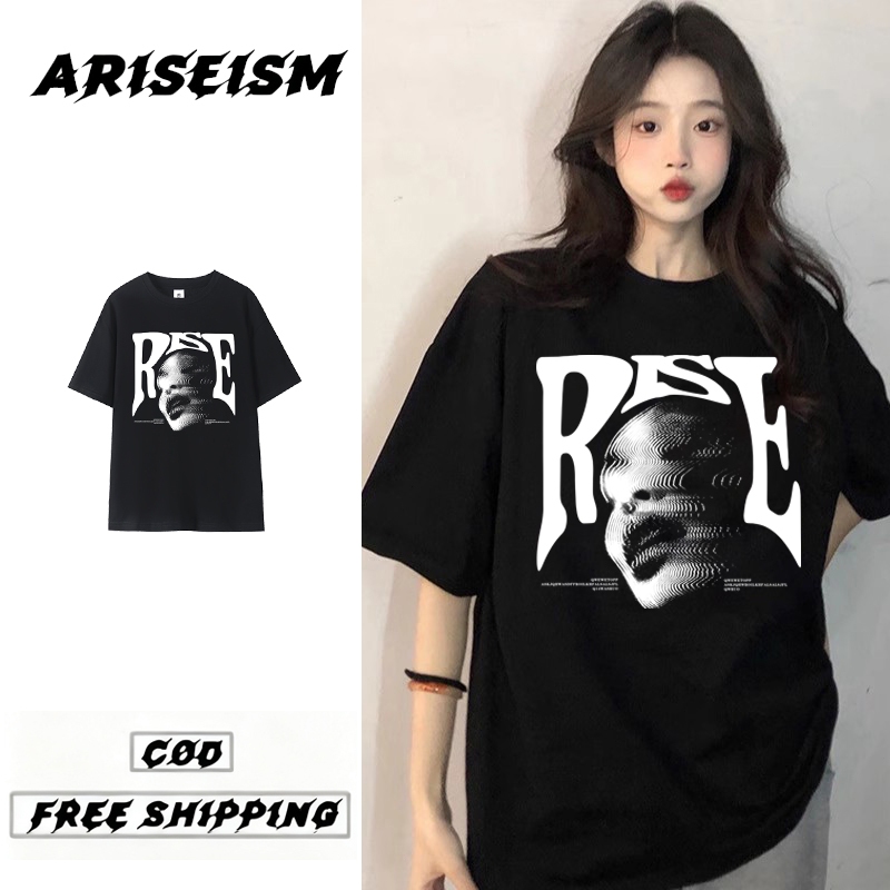 ARISEISM |unisex Style|T-Shirt College Style Oversize Shirt Woman Couple T Shirt OOTD【COD】2025新款印花t恤