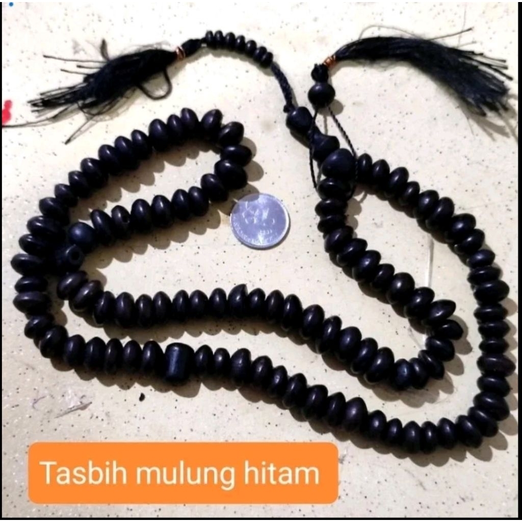 (Tasbih Kayu Mulung Besar 7mm Hitam dan Meroon 99Biji(33biji)