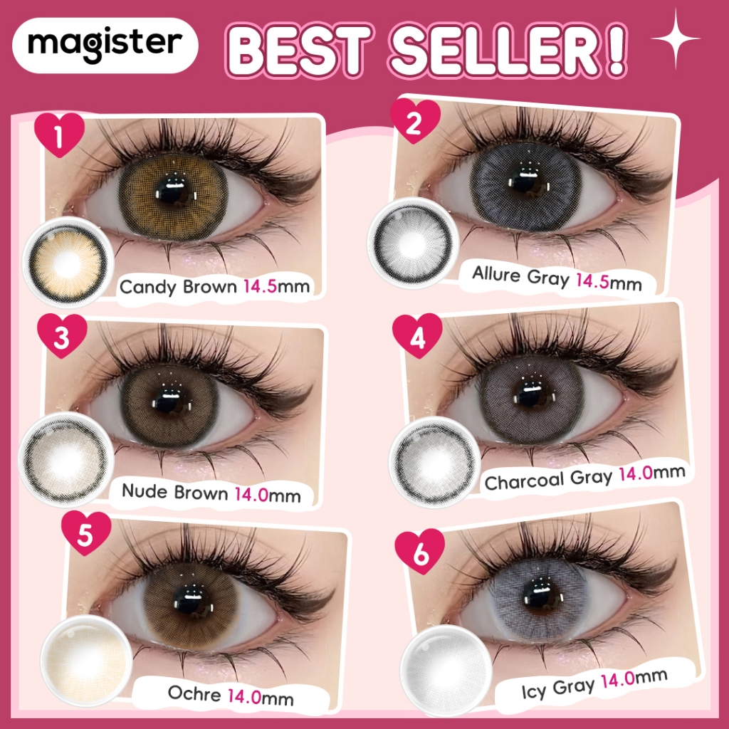 Magister Contact Lens Brown Gray Black No Power 14mm-14.5mm Colored Contact Lenses Natural 1 Pair