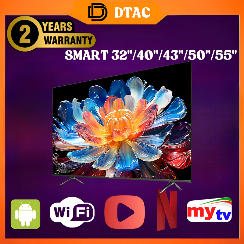 Televisyen 32/40/43/50/55 DTac TV Smart LED Murah Android Netflix HDMI Android Goggle Youtube TV