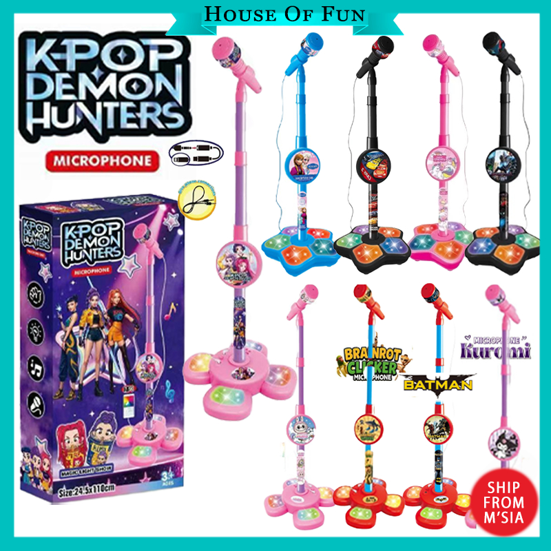 Kids Microphone Standing Kids Toys Singing Mic Toy Karaoke Mic with Light Musical Toys Mainan Budak Perempuan Murah