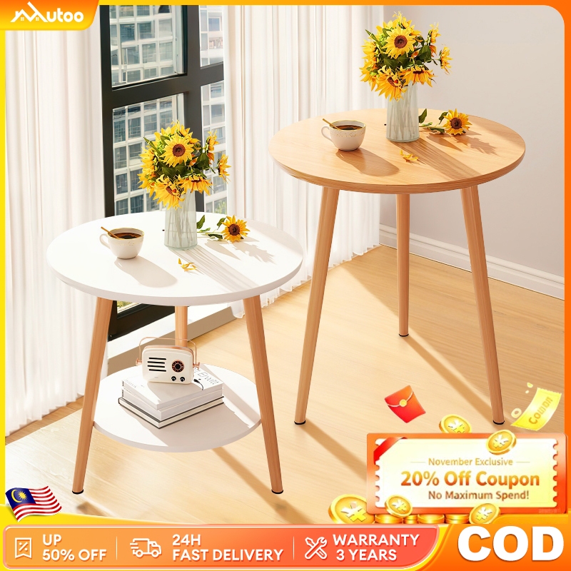?Meja Kopi Coffee Table Round Corner Tea Table Wooden Sofa Side Bedside Desk Meja Bulat Kecil Meja Tepi Katil 小茶几/圆桌