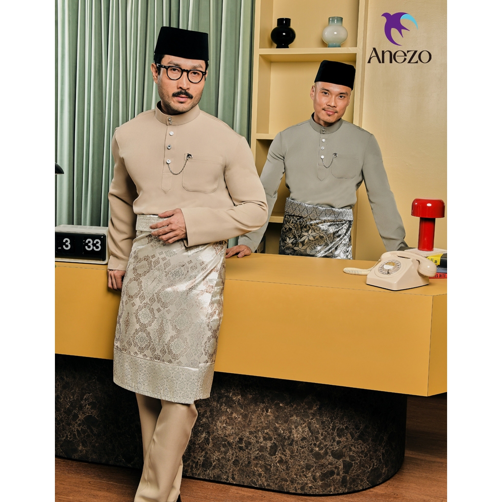 【Free handkerchief】Anezo Baju Melayu Blue Catalogue Ultimate 2.0 Free Slim Fit Baju Nikah Baju Raya