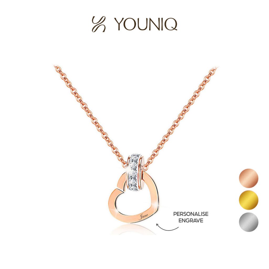 YOUNIQ EVA Heart 18K Rosegold / Gold / Silver Titanium Necklace EG