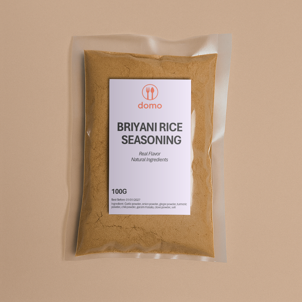 Domo Briyani Rice Seasoning – Campuran Perisa India Wangi | Kunyit, Garam Masala & Lada | Nasi Satu Periuk | 100G