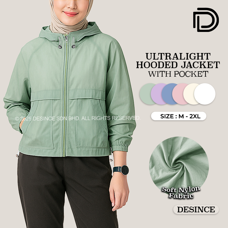 DESINCE Women Windbreaker Outerwear for Running Hiking Jogging Sports Casual Relaxed Fit Thin Nylon Jacket Wanita WT 158