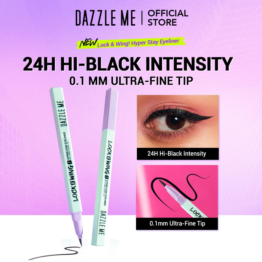 DAZZLE ME Lock & Wing! Hyper Stay Eyeliner - Black Eyeliner Long Lasting & Waterproof