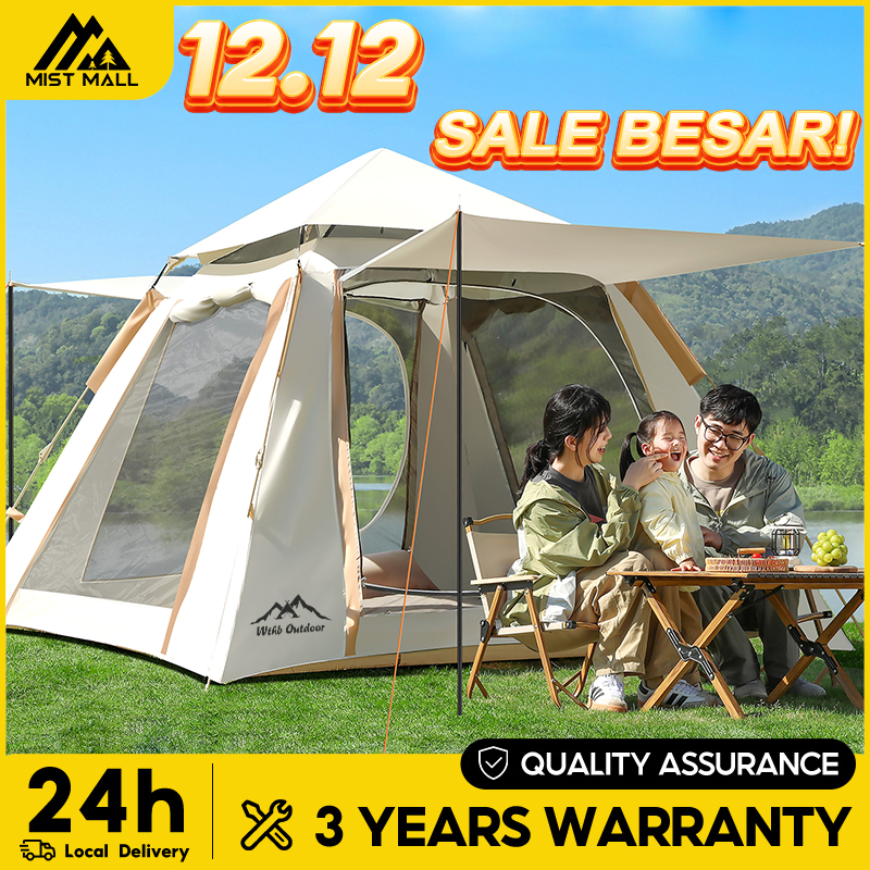 【WTHB】Outdoor Camping Tent Automatic Foldable Waterproof for 4-5 Person Hiking Picnic Travel Tent Khemah