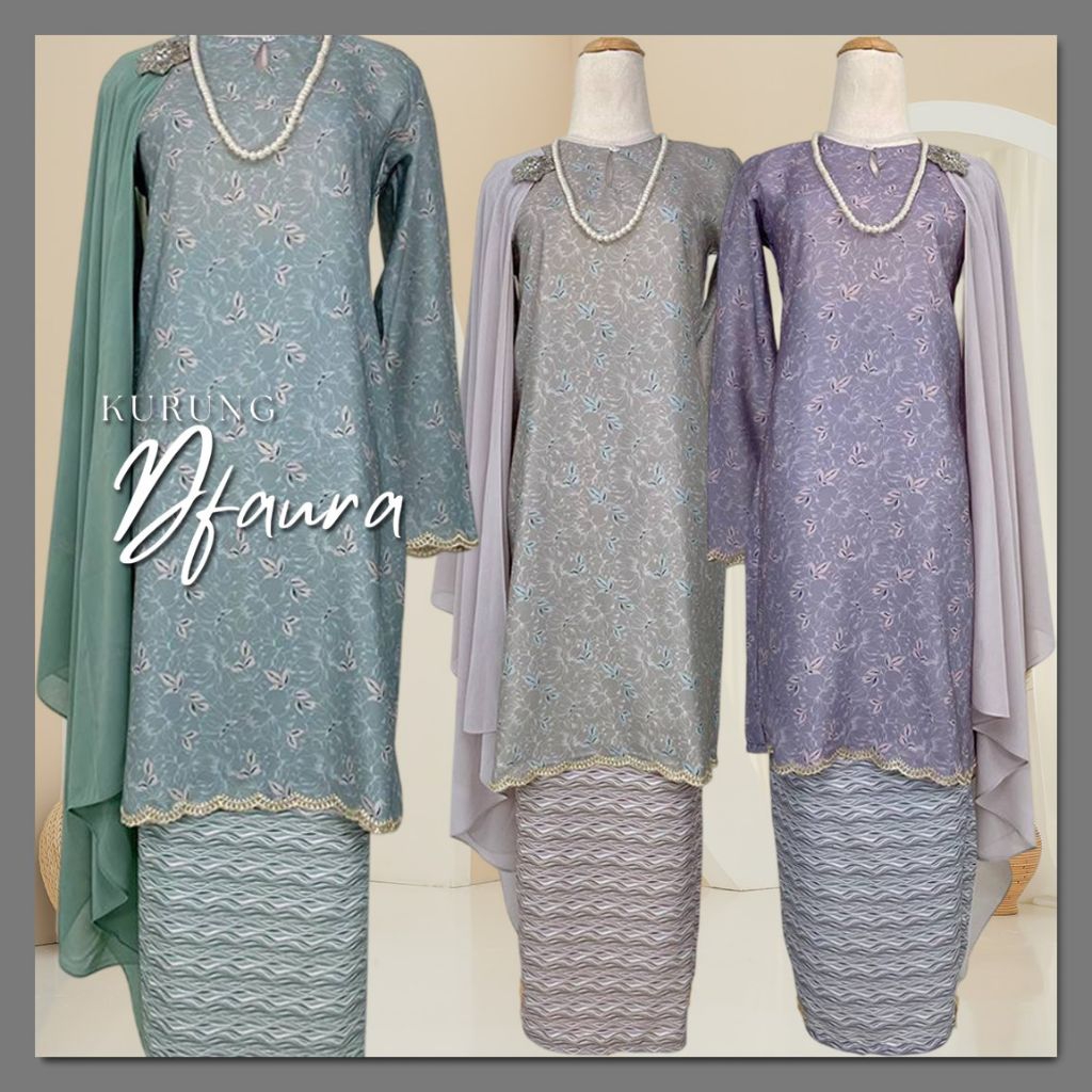 Kurung Dfaura Kurung Modem Labuh Printed Santorinni Crepe by Dmimi