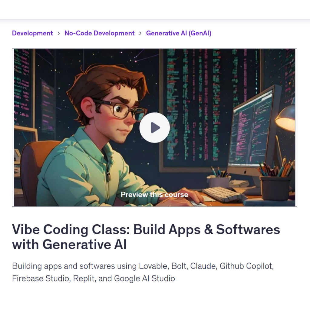 Vibe Coding Video Course- Vibe Coding Class: Build Apps & Softwares with Generative AI| Coding With Ai Coding Video Less