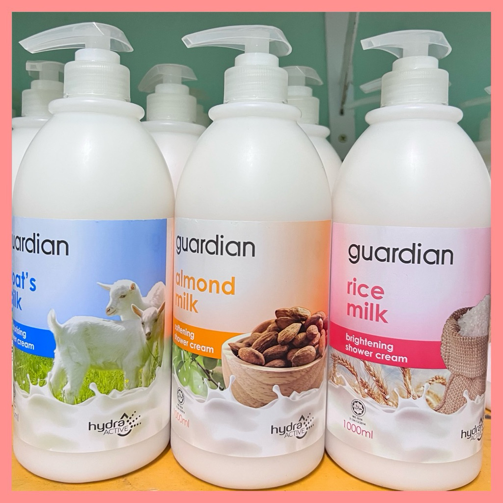 NEW Guardian Essential Goat's Milk Moisturising Shower Cream 1L+ Rice Milk Brightening Shower Cream 1L EXP2026