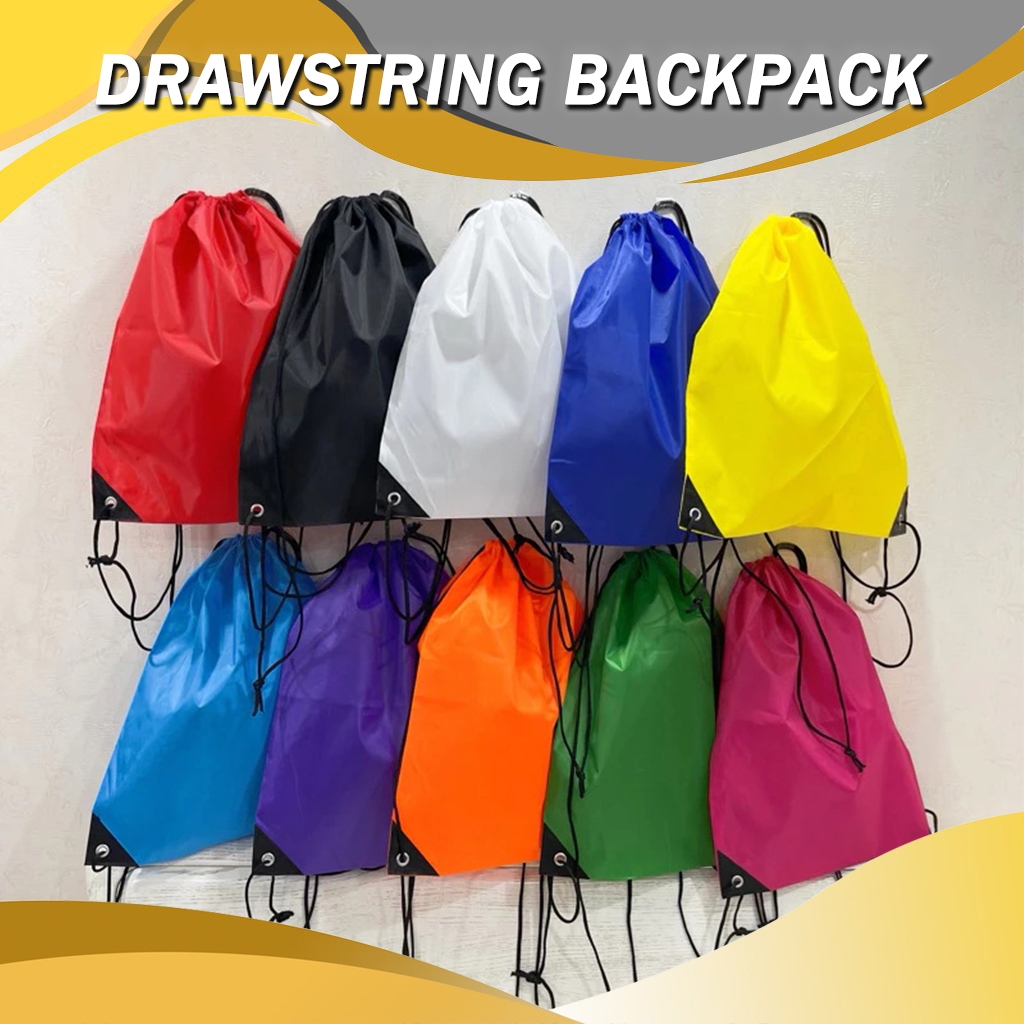 210D Nylon String Bag Plain Back Pack Design Polyester Drawstring Bag Backpack Organizer Stringbag