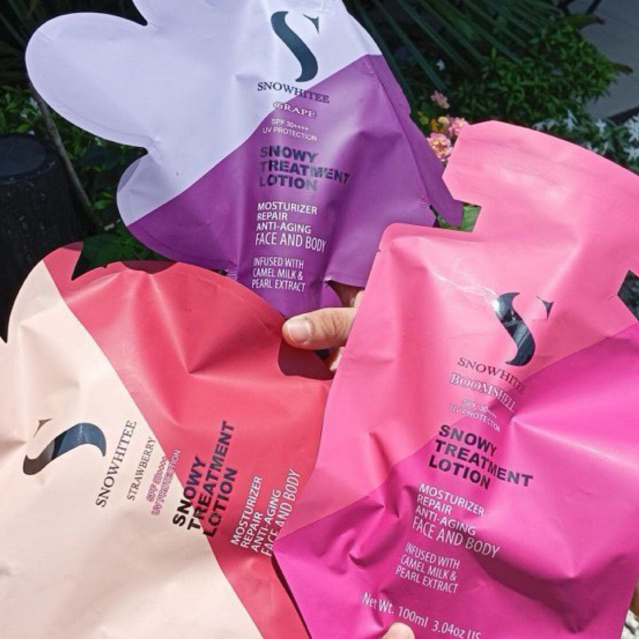 SnowWhitee Snowy Treatment Lotion Susu Unta Original-Strawberry,Bombshell,HoneyDew ,Grape,Peach Losyen Snow White