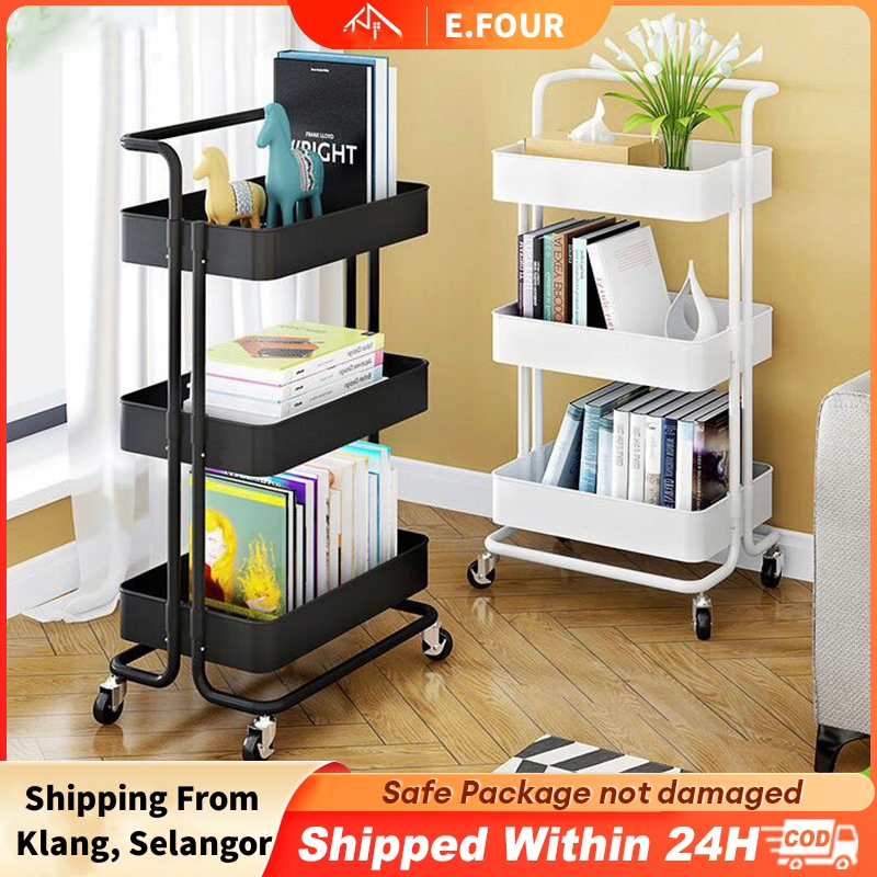 Total iron Trolley Home Kitchen Storage Organizer Rack Cart Office Shelves Book Shelving Toys Handle