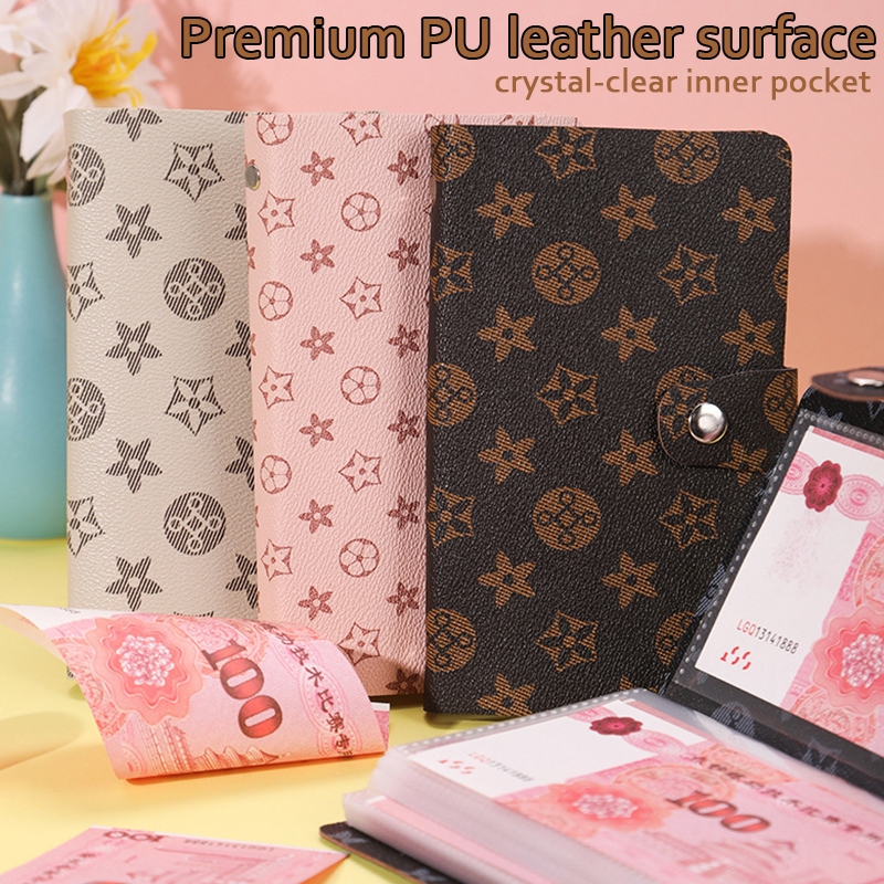 100 Envelopes Money Saving Challenge PU Large Capacity Budget Binder Book with Password Lock Financial Planner Stationer