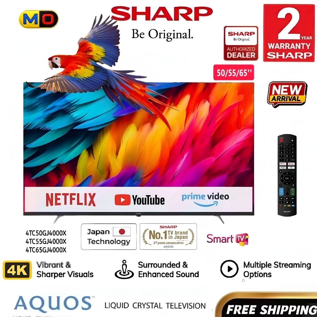 [NEW] SHARP 50-65" Inch AQUOS 4K LED Smart TV Ultra HD Television | Easy Smart TV | Digital TV Youtube Netflix