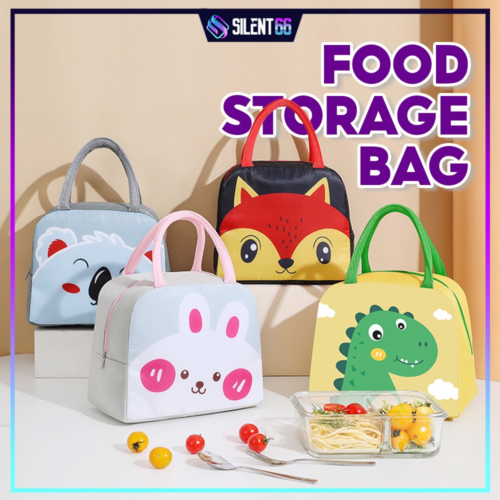 READY STOCK Beg Makan Berpenebat Kartun Haiwan Bekas Makanan Boleh Guna Semula Sesuai Untuk Dewasa & Kanak-Kanak - PERRY