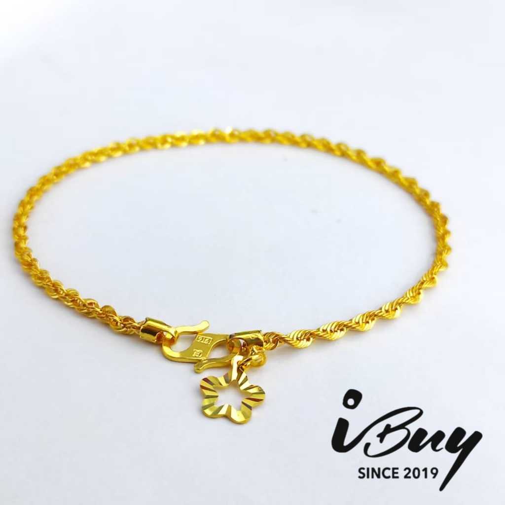 IBUY 916 Gold PLAIN HOLLOW ROPE BRACELET 17CM/18CM (035) (040) 22K (916)