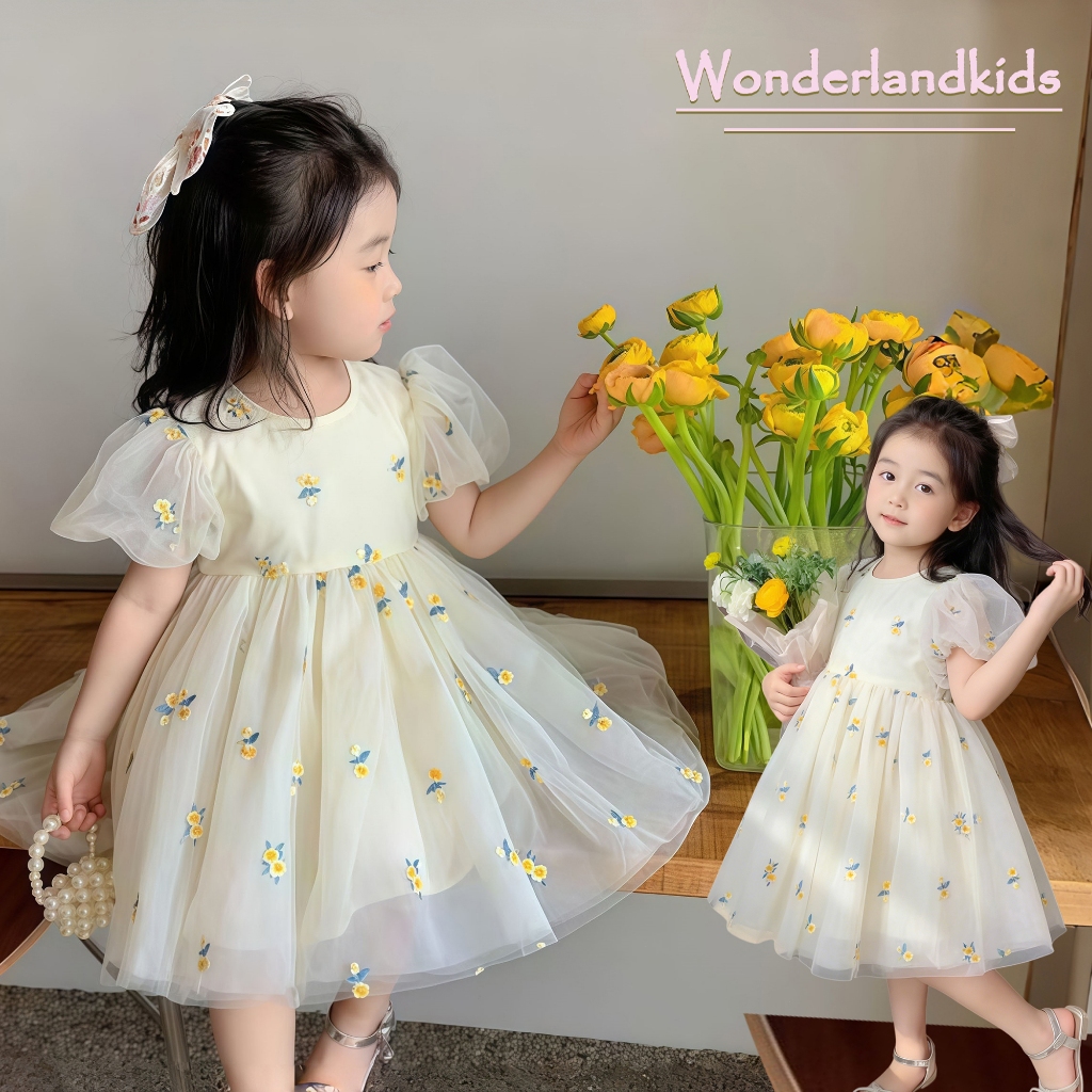 Summer Kids Girl Dress Puff Sleeve Birthday Party Wedding Celebration Princess Dress For 1-9 Tahun