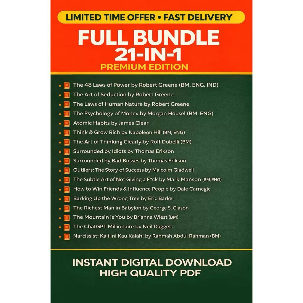 21 EBOOK MOTIVASI & BISNES TERBAIK BESTSELLER DUNIA | PULUHAN JUTA COPY TExt🔥