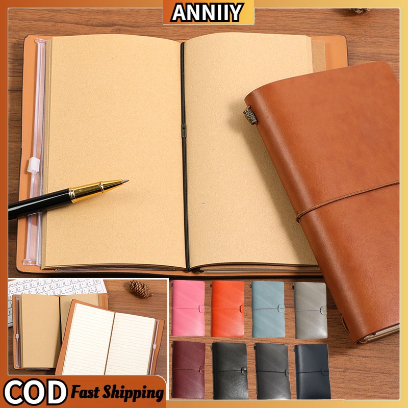 Faux Leather Cover Traveler Journal Diary Loose-leaf Notebook Pen Holder Record Book Stationery Students Agenda