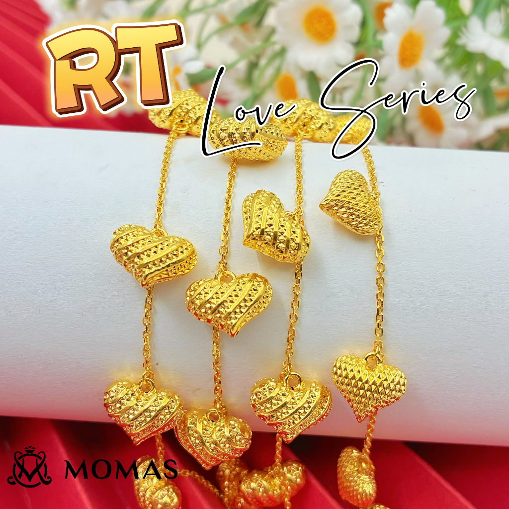 MOMAS RANTAI TANGAN LOVE SERIES  Emas 916 5D MOMAS Rantai Tangan 916 Emas Murah Trendy 916 Murah 916