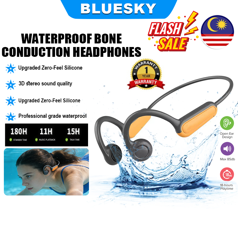 Waterproof Bone Conduction Headphones for Swimming - Bluetooth 5.4 Wireless Sport Headset, Sweatproof & Secure Fit