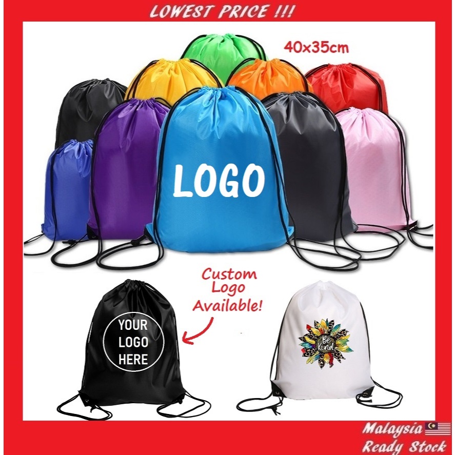 CUSTOM Drawstring Backpack Bag Sport Travel Marathon Storage Customize Print Logo Cetak Bags