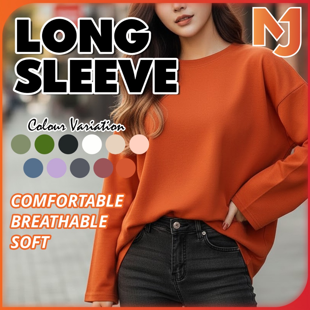 McJoden - TRACY Spring Autumn Korean Long-sleeve baju T-shirt Lengan Panjang Women Clothes Loose Clothing Tops INS