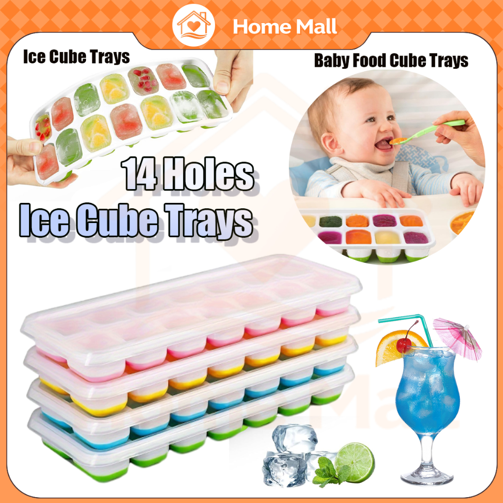 Ice Cube Trays with Spill-Resistant & Removable Lids for Cocktails, Drinks,and Ice Coffee, BPA-Free Baby Food Maker Mold