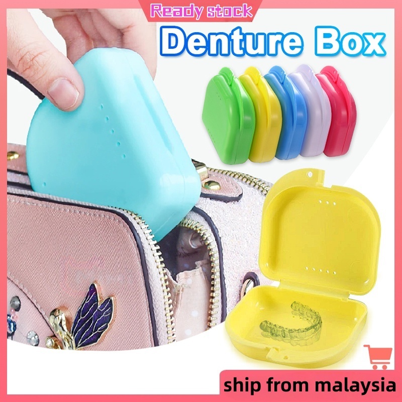 Denture Box with Air Hole Mouth Guard Denture Storage Plastic Box Oral Hygiene Supplies Organizer Dental Retainer Case