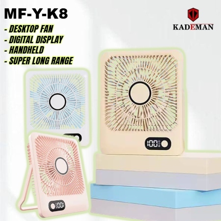 Y-K8 Desk Fan Table Fan & Hanging Fan 180° Swivel Stand Type-C Portable Aroma Diffuser 5 Modes 7.6H Long Runtime