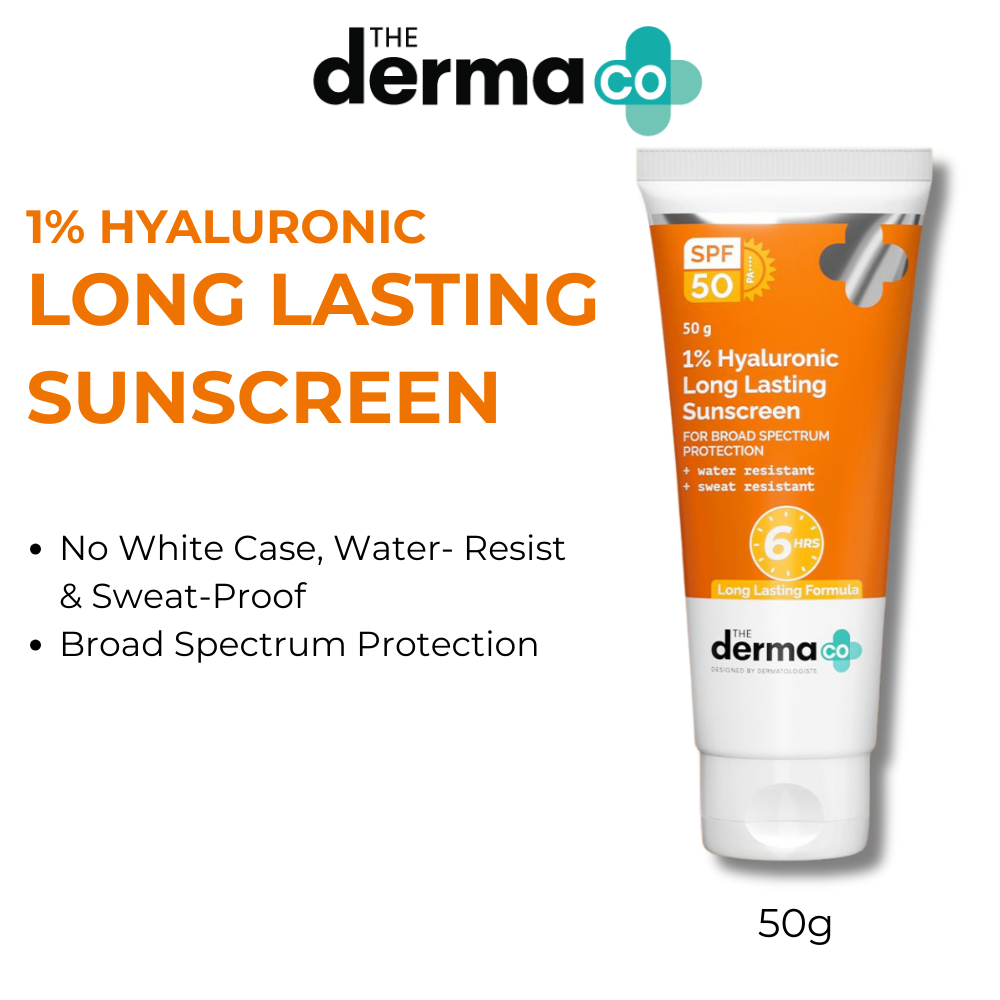 The Derma Co 1% Hyaluronic Long Lasting Sunscreen SPF 50 & PA++++ for Upto 6-Hour Sun Protection