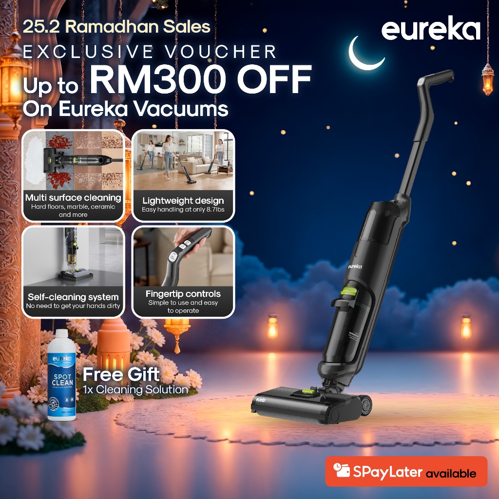 Eureka NEW400 Cordless Wet/Dry Vacuum Cleaner | Dual Tank | 7000Pa | Self-Cleaning Vakum 吸尘器