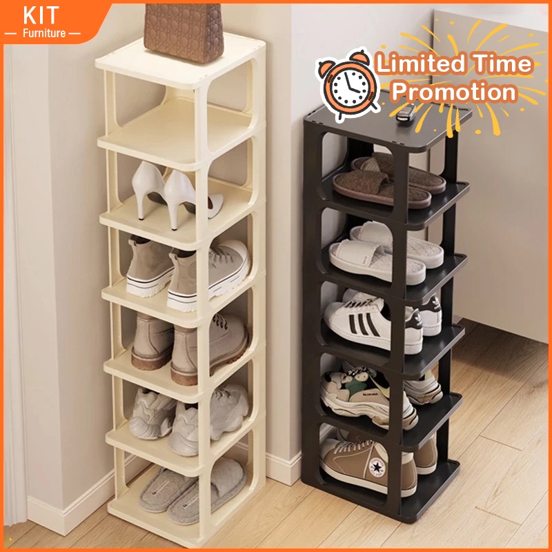 Kit furniture Shoe Rack Multi-layer Folding Narrow Shoe Rack Plastic Simple Shoe Rack Organizer Shelf Space-Saving鞋架