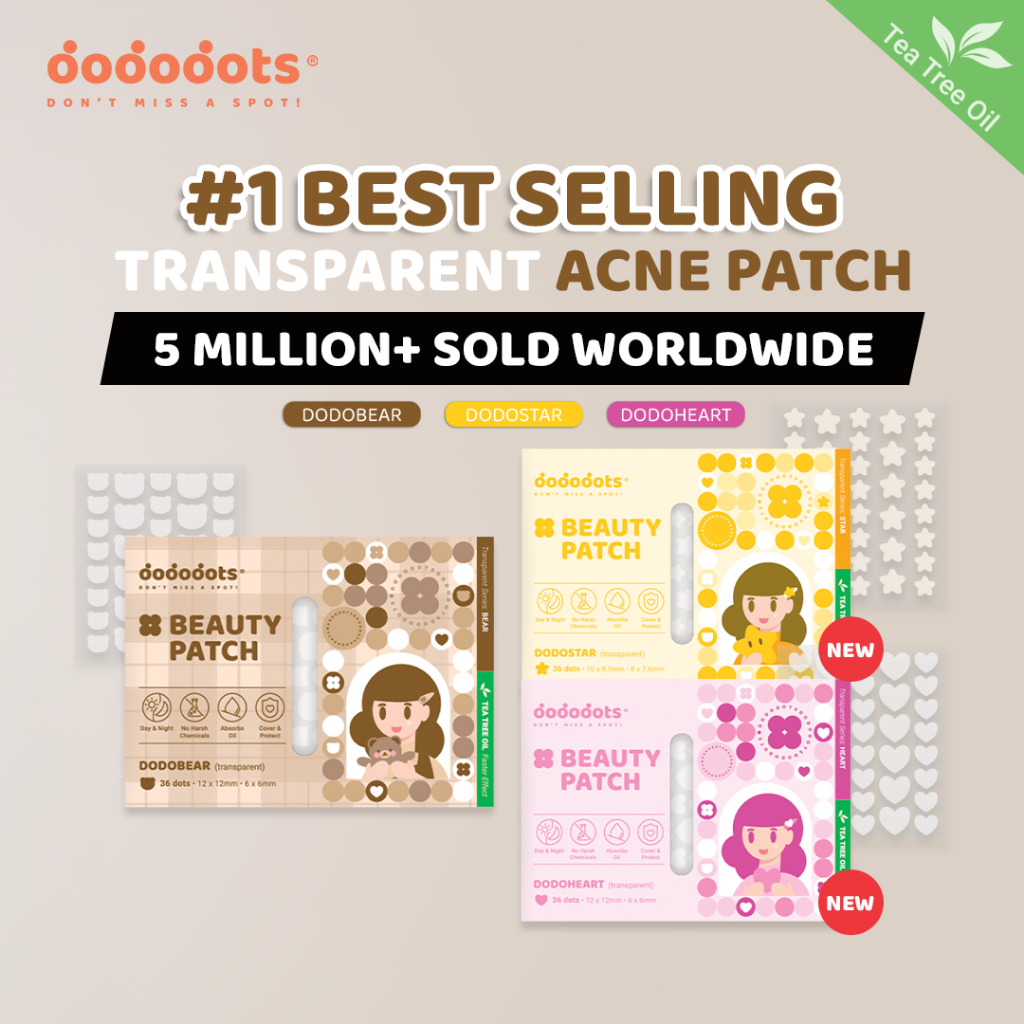 [TRANSPARENT] Dododots Pimple Patch - Dodobear / Dodostar / Dodoheart | Tea Tree Oil Hydrocolloid Acne Patch 透明痘痘贴