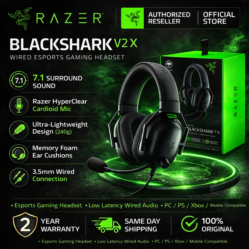 RAZER Blackshark V2 X Razer Wired Headset Esports Wired Gaming Headphones Multi-Platform Gaming Headset Headphone