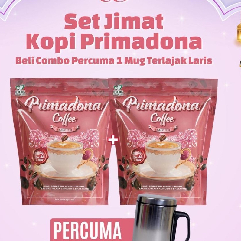DHERBS KOPI PRIMADONA GOLD (BELI COMBO PACK PERCUMA 1 MUG)