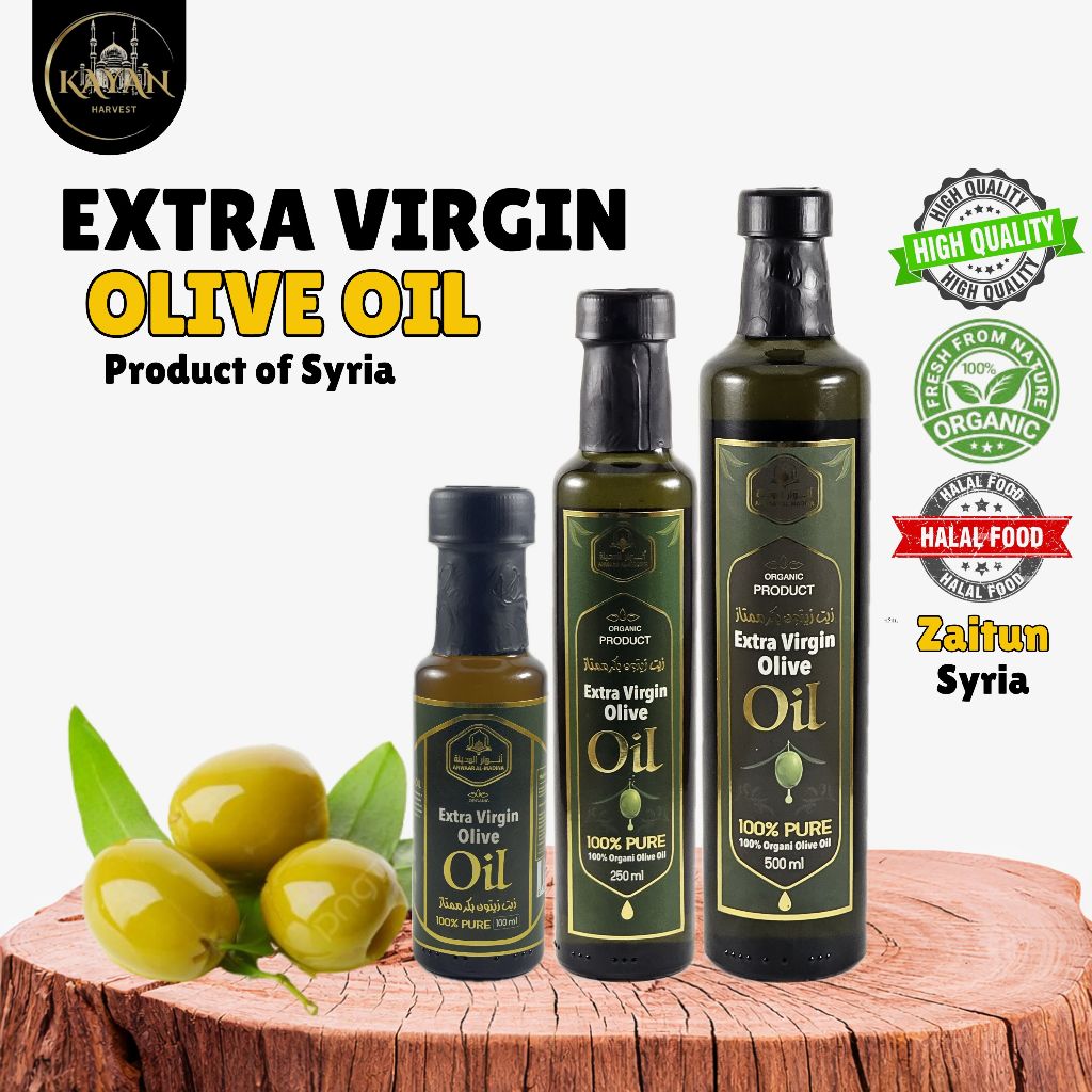 Minyak Zaitun Extra Virgin Syria Asli | Premium Olive Oil EVOO | Anwar Almadinah | 100ml / 250ml / 500ml