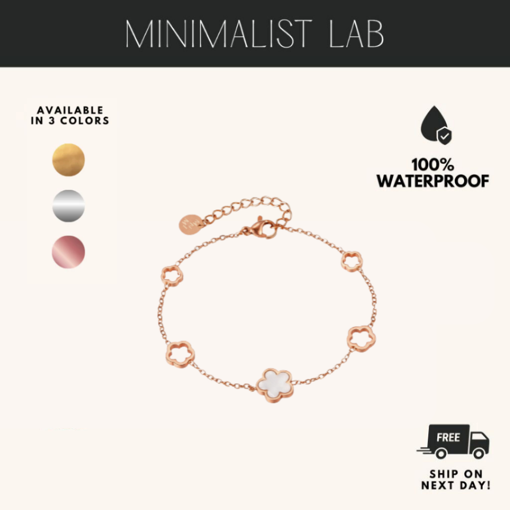 MINIMALIST LAB Titanium Luna Blossom Radiance Mother of Pearl Bracelet | Gelang Luna Blossom Radiance Titanium Mutiara