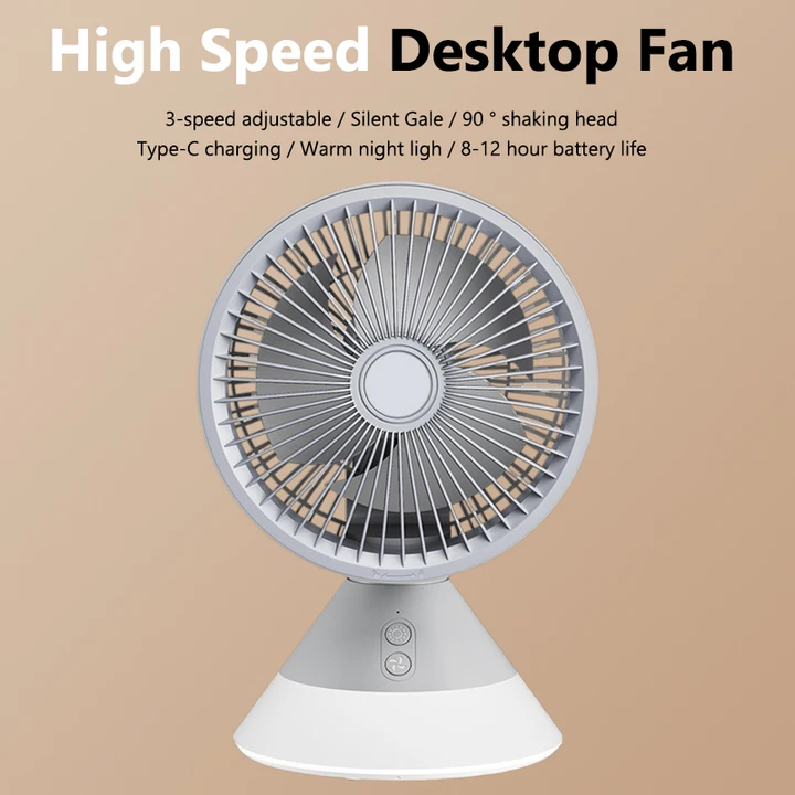 4000mAh Rotatable Kipas Table Fan Charging Fan Strong Wind 3 Speed Remote Control Fan With Light Desk Portable Kipas USB