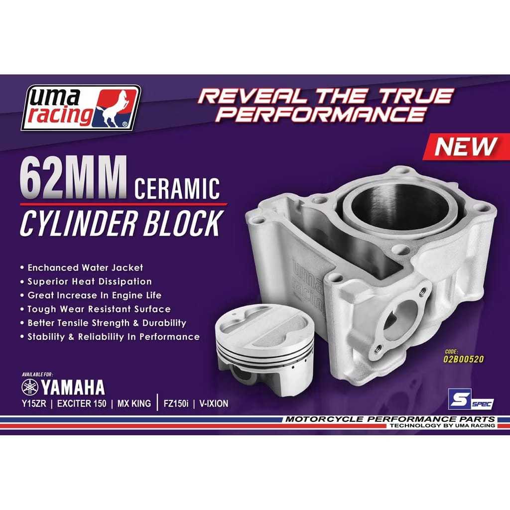 Y15 Y15ZR CERAMIC BLOCK SET 62MM UMA RACING FORGED PISTON OPEN WATER JACKET CYLINDER BLOCK KIT