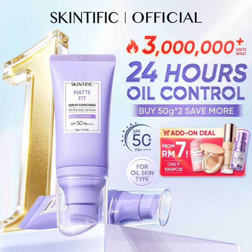 [NO.1] SKINTIFIC Matte Fit Serum Sunscreen SPF50+PA++++UV Protection Oil Control Fast-Absorbing Physical Tinted Sunscree