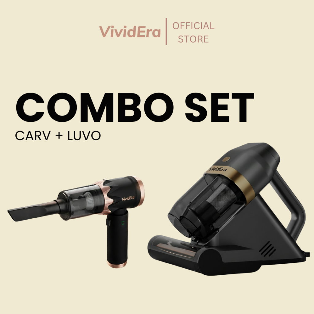 VividEra Set - Luvo Dust Mite Vacuum + Carv Turbo Car Vacuum Next-Gen All In Cleaning Duo
