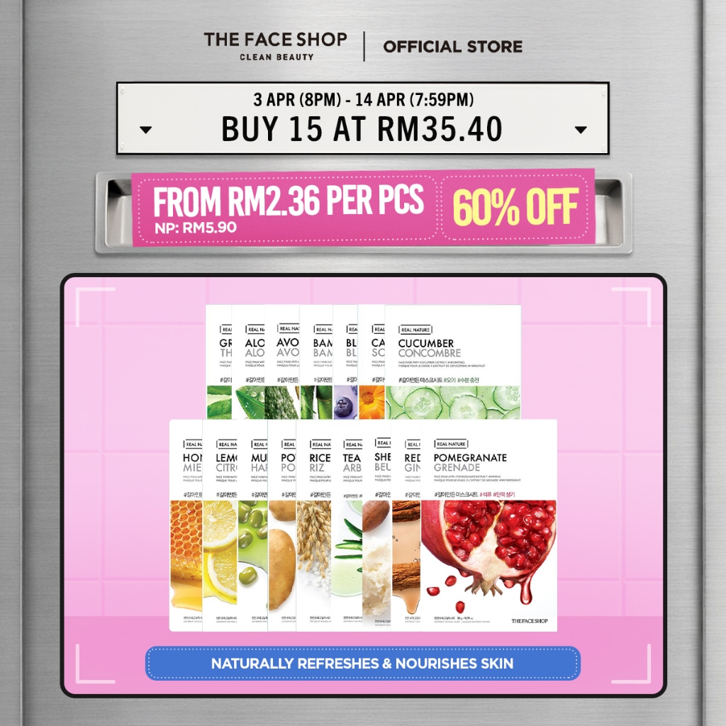 [Shopee No.1 Daily Mask] [THE FACE SHOP Official] Real Nature Mask Sheet Facial Masker Muka 面膜 Korea